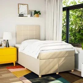 vidaXL Boxspringbett mit Matratze Creme 120x200 cm Stoff - Creme