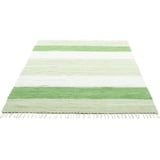 THEKO Teppich »Stripe Cotton«, rechteckig, Flachgewebe, gestreift, reine Baumwolle, handgewebt, mit Fransen 759093-3 grün 5 mm,