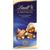 Lindt Schokolade Ganznuss | 100 g Tafel | Alpenvollmilch-Schokolade mit frisch gerösteten Haselnüssen | Schokoladentafel | Schokoladengeschenk | 100g (10er Pack)