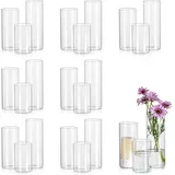 Glasseam Moderne Glasvase Set 24 Stück 10/15/20cm Blumenvasen Zylindervasen