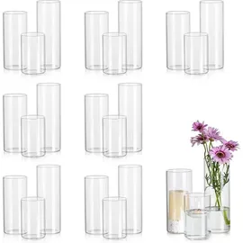 Glasseam Moderne Glasvase Set 24 Stück 10/15/20cm Blumenvasen Zylindervasen