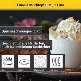 Krüger Milchtopf Emaille, türkisblau, 12 cm