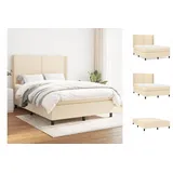 vidaXL Boxspringbett mit Matratze Creme 140x200 cm Stoff