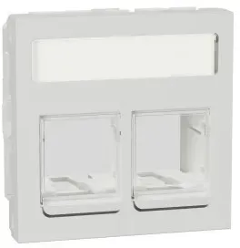 Schneider Electric NU942218 Optiline 45/Unica Zentralplatte Datendose 2xRJ45 gerade Schriftfeld weiss