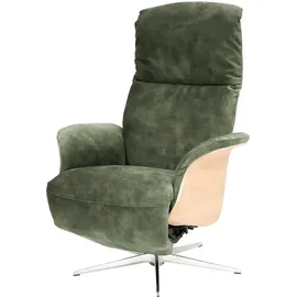 Nils Olsen Drehsessel Frederik Leder/Mikrofaser 78 x 113 x 79 cm Grün mit Relaxfunktion