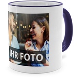 printplanet® - Tasse mit Foto Bedrucken Lassen - Fototasse Personalisieren - Kaffeebecher zum selbst gestalten - 325 ml - Farbe Blau