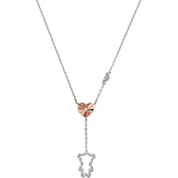 Kette mit Anhänger EMPORIO ARMANI "Schmuck Geschenk Silber 925 Teddy Herz, EG3620040", rosa (silberfarben, roségoldfarben, kristallweiß), Halsketten, Damen, Silber 925 (Sterlingsilber), L: 45cm B: 1mm, mit Zirkonia (synth.), B:1mm