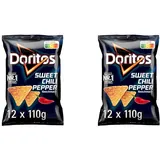 Doritos Sweet Chili Pepper - Tortilla Nachos mit süßem Chili-Geschmack - Herzhafter Snack zum Knabbern aus Mais (12 x 110g) (Verpackungsdesign kann abweichen) (Packung mit 2)