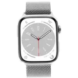 Apple Watch Series 8 GPS + Cellular 45mm Edelstahl silber Milanaise-Armband silber | Zustand: wie neu | AN622034