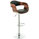 TPFLiving Barhocker Kingsley 360° drehbar höhenverstellbar Metall Chromoptik Holz/Kunstleder Walnuss/Schwarz