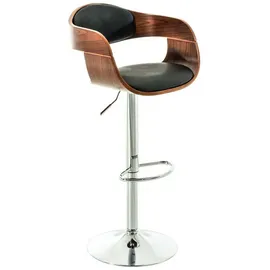 TPFLiving Barhocker Kingsley 360° drehbar höhenverstellbar Metall Chromoptik Holz/Kunstleder Walnuss/Schwarz