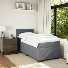 vidaXL Boxspringbett 90 x 200 cm Dunkelgrau
