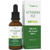 VITAMIN K2 Tropfen - 50ml / 200 mcg - Menaquinon MK7 - Hochdosiert flüssig Vegan
