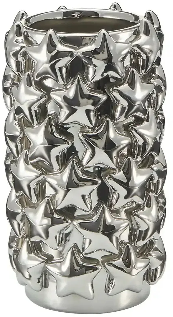 HOME STORY Vase mit 3D Sternen   ¦ silber ¦ Dolomite ¦ Maße (cm): H: 23  Ø: 12.8