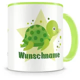 Samunshi® Kindertasse mit Namen Tasse Schildkröte Personalisierte Tasse mit Namen Kinder Kinderbecher mit Namen Kindergarten grün 300ml