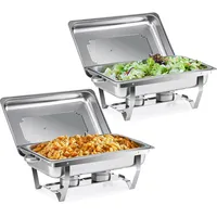 Wilprep Chafing Dish Speisewärmer 9L 2pcs Edelstahl Warmhaltebehälter Wärmebehälter Edelstahl Buffet-Set für Catering Buffet und Party (Silber - 2 Set)