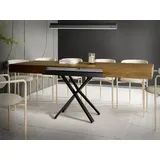 WFL GROUP Couchtisch Cavetta X höhenverstellbar ausziehbar mit schwarzen Metallbeinen (MADE IN EU, erhältlich in einer Größe – 120x80x27-76 cm, ausziehbar auf 200 cm), industrial Tisch in Holzoptik für Küche, Esszimmer oder Wohnzimmer braun