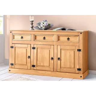 Sideboard HOME AFFAIRE "Mexiko", beige (naturfarben), B:151cm H:84cm T:47cm, Massivholz, Sideboards, Kommode aus massivem Kiefernholz, Breite 151 cm