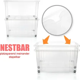 BigDean 2x 60 L Aufbewahrungsbox mit Deckel groß rot - stabile - robuste Box