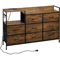 Woltu Schubladenkommode 8 Schubladen Vintagebraun / Schwarz