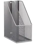 Relaxdays Stehsammler 2 Fächer, Metallgeflecht, robuster Stehordner A4 - C4, Archivbox, Ablage für Dokumente, silber