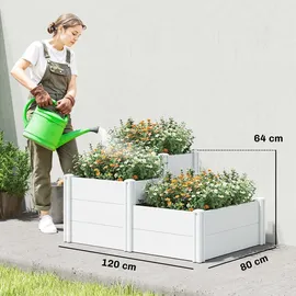 Outsunny Hochbeet 120 x 80 x 64 cm Weiß