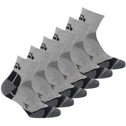 Diadora Unisex Quarter Sportsocken, 6er Pack - Socken, Logo, Muster Hellgrau 39-42