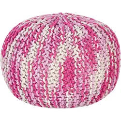 Pouf weiß / rosa ⌀ 50 cm CONRAD