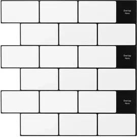 vidaXL Wandfliese U-Bahn-Fliesendeko Weiß/Schwarz 30 x 30 cm 20 St.