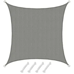 AMANKA UV Sonnensegel 3x3 HDPE Quadratisch Sonnenschutz Überdachung Garten Balkon Grau