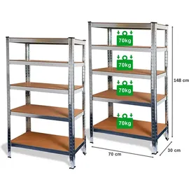 Ondis24 Steckregal Metall 70 x 148 x 30 cm grau