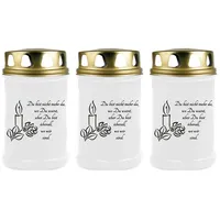 HS Candle Grabkerze (3-tlg), Grabkerze Brenndauer 40 Stunden viele vers. Variationen und Motive weiß