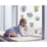 KOMAR Disney Fenstersticker Grogu Padawan Bubbles - Größe 30 x 30 cm, 2 Bogen - Kinderzimmer, Babyzimmer, Fensteraufkleber, Fensterbild
