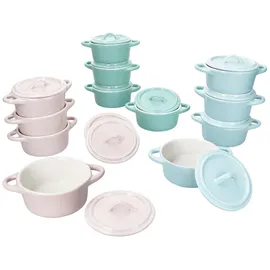 Mambocat Emilia Topf-Set 12-tlg. 4 x Mini-Cocotte rosa + 4 x Mini-Cocotte mint + 4 x Mini-Cocotte blau