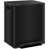 Homcom Mülleimer 2 x 25L Treteimer mit Deckel Fußpedal, Inneneimer, für Wohnzimmer, Büro, Edelstahl,