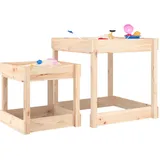 vidaXL Sandkasten Spieltisch mit Spielflächen braun/khaki