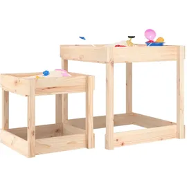vidaXL Sandkasten Spieltisch mit Spielflächen braun/khaki