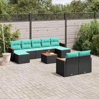 vidaXL Gartensofa-Set 10-tlg. schwarz