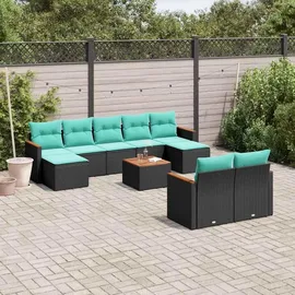 vidaXL Gartensofa-Set 10-tlg. schwarz