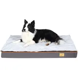 BingoPaw Hundebett grau grosse Hunde, orthopädisches Hundebett 110x85x10cm Hundekissen flauschig Hundematte waschbar Gelenkschonend Hundematratze für große Hunde
