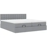 vidaXL Ottoman-Bett mit Matratzen Hellgrau 160x200 cm Stoff