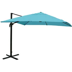 Mendler Gastronomie-Ampelschirm HWC-A96, Sonnenschirm, 3x4m (Ø5m) Polyester/Alu 26kg ~ türkis ohne Ständer