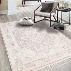 Teppich »Valencia 732«, rechteckig, 20 mm Höhe, Boho-Stil, Ornamente, 3D-Effekt, mit Fransen, Sisal, 99127233-0 creme 20 mm