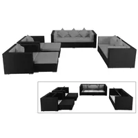 OUTFLEXX Loungemöbel-Set, schwarz, Polyrattan, für 9 Personen, wasserfeste Kissenbox