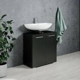 Badplaats - Badezimmer Badmöbel Jupiter 60cm Schwarz - Unterschrank Badmöbel