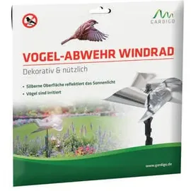 Gardigo Vogel-Frei Windrad 40 cm Silber/Schwarz