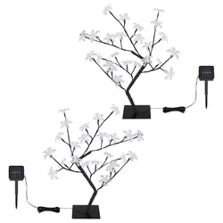 Solarlampen für Außen Garten Deko Solarleuchte Außenbereich Stecklampe im Baum Design, Erdspieß Blüten Baum, LED, H 60 cm, 2er Set