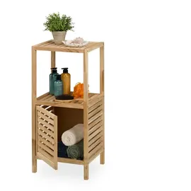 Relaxdays Badezimmerregal mit Tür und 2 Ablagen Hellbraun