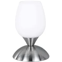 MeineWunschleuchte Kleine touch Tischleuchte Höhe 18cm mit Glasschirm Weiß