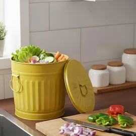 Jinfa Ascheeimer Metall Ø 21,5 cm 7 l Gelb